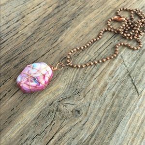 Copper Wrapped hand poured resin pendant